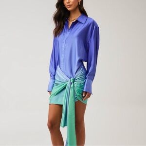 Anthropologie Bardot Malira Ombré Mini Shirt Dress New Size XS